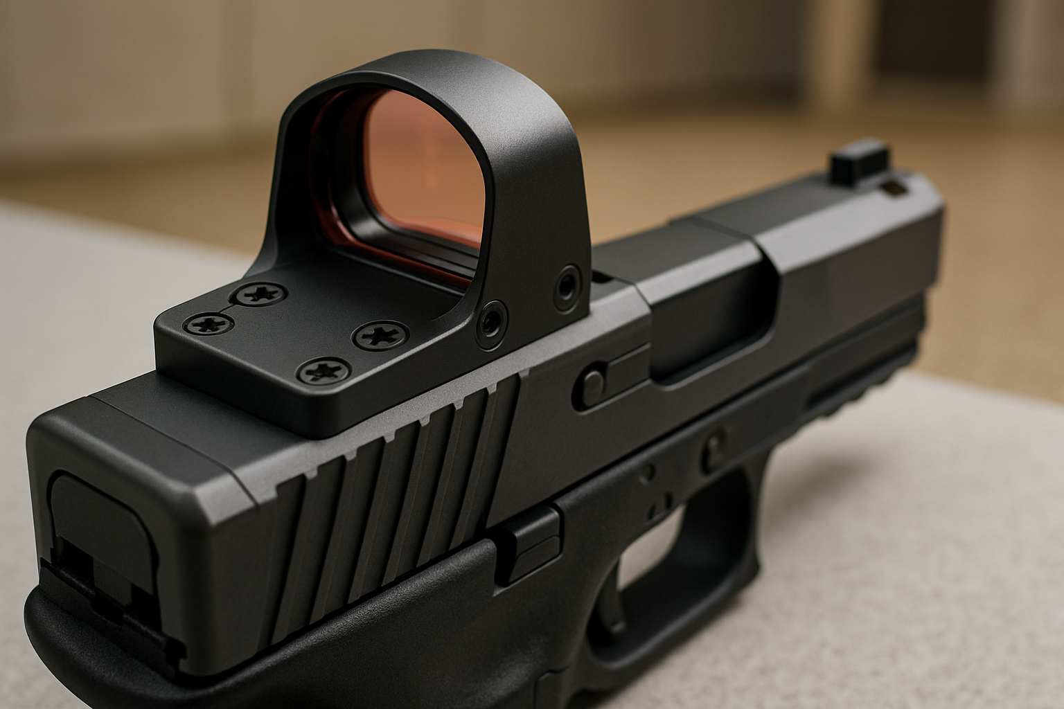 A properly mounted red dot optic—secure screws and clean sight window—prevents zero shift.